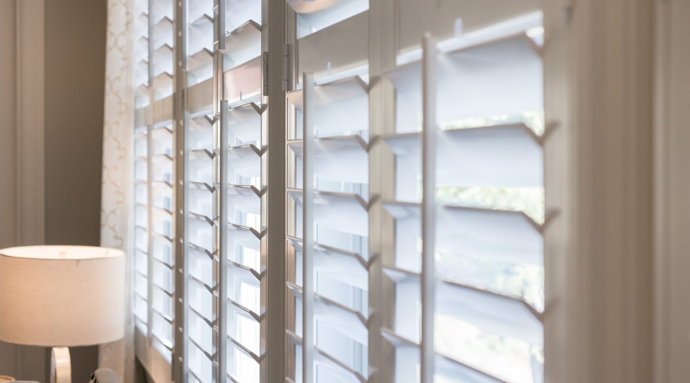 Plantation shutters in a window